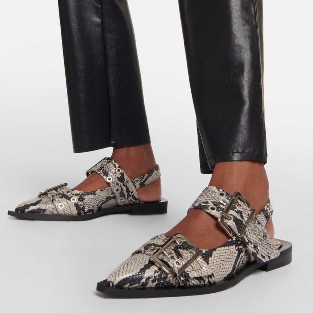Ganni Chunky Buckle Ballerina Flats